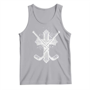 Faith Family Hockey Cross Tank Top Religious Ice Hockey Lover Gift TS12 Athletic Heather Print Your Wear