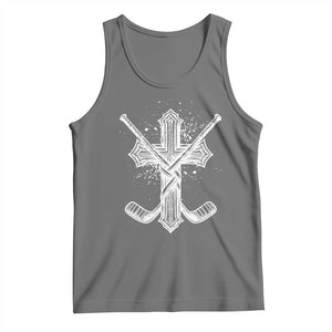 Faith Family Hockey Cross Tank Top Religious Ice Hockey Lover Gift TS12 Black Heather Print Your Wear