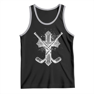 Faith Family Hockey Cross Tank Top Religious Ice Hockey Lover Gift TS12 Black Athletic Heather Print Your Wear