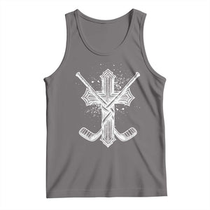 Faith Family Hockey Cross Tank Top Religious Ice Hockey Lover Gift TS12 Deep Heather Print Your Wear