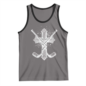 Faith Family Hockey Cross Tank Top Religious Ice Hockey Lover Gift TS12 Deep Heather Black Print Your Wear