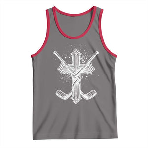 Faith Family Hockey Cross Tank Top Religious Ice Hockey Lover Gift TS12 Deep Heather Red Print Your Wear