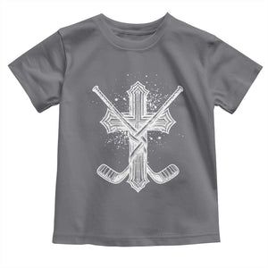 Faith Family Hockey Cross Toddler T Shirt Religious Ice Hockey Lover Gift TS12 Charcoal Print Your Wear