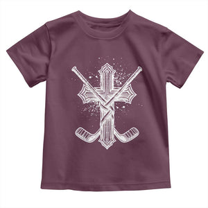 Faith Family Hockey Cross Toddler T Shirt Religious Ice Hockey Lover Gift TS12 Maroon Print Your Wear