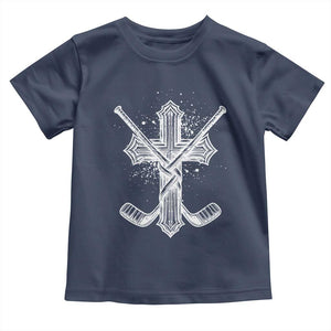 Faith Family Hockey Cross Toddler T Shirt Religious Ice Hockey Lover Gift TS12 Navy Print Your Wear