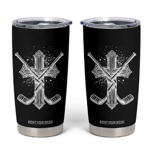 Faith Family Hockey Cross Tumbler Cup Religious Ice Hockey Lover Gift TS12 Black Print Your Wear