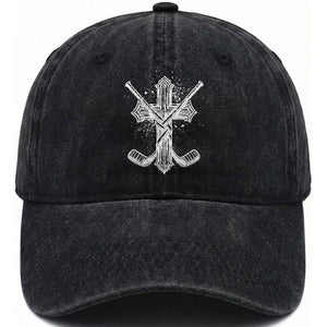 Faith Family Hockey Cross Washed Cotton Baseball Cap Religious Ice Hockey Lover Gift TS12 Print Your Wear