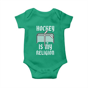 Hockey Is My Religion Baby Onesie Funny Christian Goalie Gift TS12 Irish Green Print Your Wear