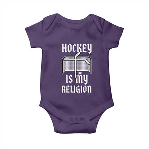 Hockey Is My Religion Baby Onesie Funny Christian Goalie Gift TS12 Purple Print Your Wear
