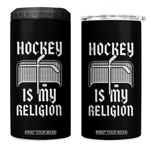 Hockey Is My Religion 4 in 1 Can Cooler Tumbler Funny Christian Goalie Gift TS12 One Size: 16 oz Black Print Your Wear