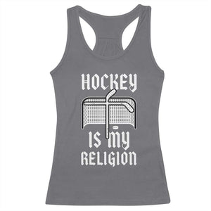 Hockey Is My Religion Racerback Tank Top Funny Christian Goalie Gift TS12 Charcoal Print Your Wear