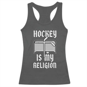 Hockey Is My Religion Racerback Tank Top Funny Christian Goalie Gift TS12 Dark Heather Print Your Wear