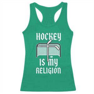Hockey Is My Religion Racerback Tank Top Funny Christian Goalie Gift TS12 Irish Green Print Your Wear