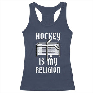 Hockey Is My Religion Racerback Tank Top Funny Christian Goalie Gift TS12 Navy Print Your Wear