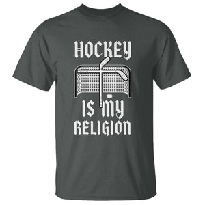 Hockey Is My Religion T Shirt Funny Christian Goalie Gift TS12 Dark Heather Print Your Wear