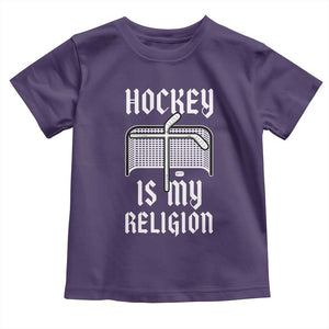 Hockey Is My Religion Toddler T Shirt Funny Christian Goalie Gift TS12 Purple Print Your Wear