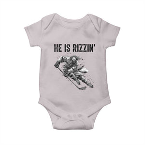 Funny Christian Ice Hockey Lover Gift Baby Onesie He Is Rizzin TS12 Ice Gray Print Your Wear