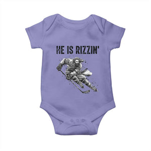 Funny Christian Ice Hockey Lover Gift Baby Onesie He Is Rizzin TS12 Violet Print Your Wear