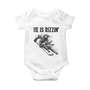 Funny Christian Ice Hockey Lover Gift Baby Onesie He Is Rizzin TS12 White Print Your Wear