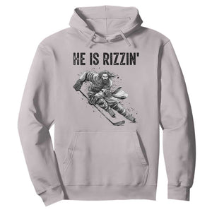Funny Christian Ice Hockey Lover Gift Hoodie He Is Rizzin TS12 Ice Gray Print Your Wear