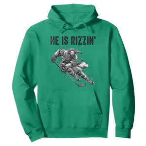 Funny Christian Ice Hockey Lover Gift Hoodie He Is Rizzin TS12 Irish Green Print Your Wear