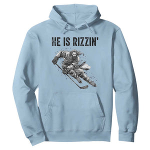Funny Christian Ice Hockey Lover Gift Hoodie He Is Rizzin TS12 Light Blue Print Your Wear