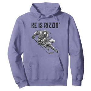 Funny Christian Ice Hockey Lover Gift Hoodie He Is Rizzin TS12 Violet Print Your Wear