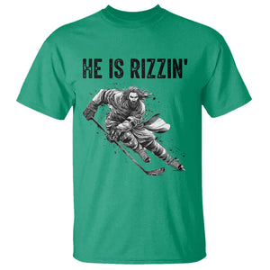 Funny Christian Ice Hockey Lover Gift T Shirt He Is Rizzin TS12 Irish Green Print Your Wear
