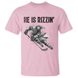 Funny Christian Ice Hockey Lover Gift T Shirt He Is Rizzin TS12 Light Pink Print Your Wear