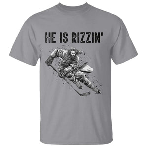 Funny Christian Ice Hockey Lover Gift T Shirt He Is Rizzin TS12 Sport Gray Print Your Wear