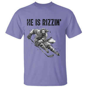 Funny Christian Ice Hockey Lover Gift T Shirt He Is Rizzin TS12 Violet Print Your Wear
