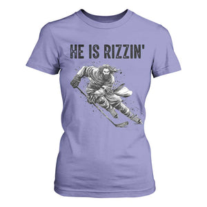 Funny Christian Ice Hockey Lover Gift T Shirt For Women He Is Rizzin TS12 Violet Print Your Wear