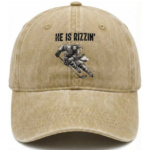 Funny Christian Ice Hockey Lover Gift Washed Cotton Baseball Cap He Is Rizzin TS12 Print Your Wear