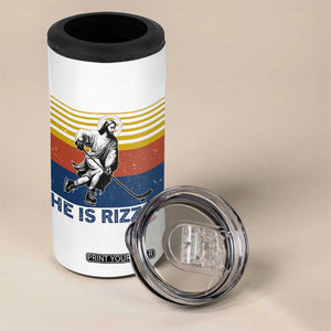 He Is Rizzin 4 in 1 Can Cooler Tumbler Christian Hockey Retro Funny Gift For Believers TS12 Print Your Wear