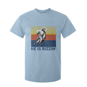 He Is Rizzin T Shirt For Kid Christian Hockey Retro Funny Gift For Believers TS12 Light Blue Print Your Wear