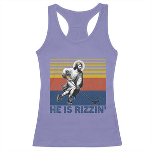 He Is Rizzin Racerback Tank Top Christian Hockey Retro Funny Gift For Believers TS12 Violet Print Your Wear
