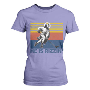 He Is Rizzin T Shirt For Women Christian Hockey Retro Funny Gift For Believers TS12 Violet Print Your Wear