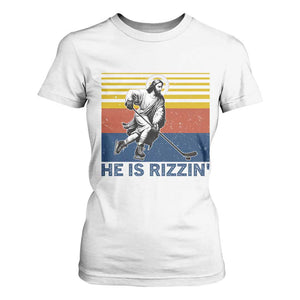 He Is Rizzin T Shirt For Women Christian Hockey Retro Funny Gift For Believers TS12 White Print Your Wear