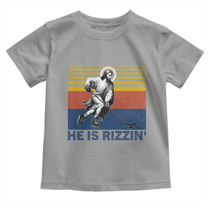 He Is Rizzin Toddler T Shirt Christian Hockey Retro Funny Gift For Believers TS12 Sport Gray Print Your Wear