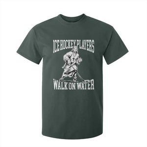 Jesus Ice Hockey Players Walk On Water T Shirt For Kid Funny Christian Gift TS12 Dark Forest Green Print Your Wear