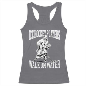 Jesus Ice Hockey Players Walk On Water Racerback Tank Top Funny Christian Gift TS12 Charcoal Print Your Wear