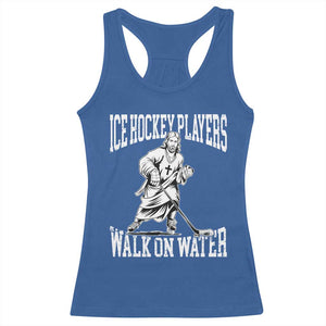 Jesus Ice Hockey Players Walk On Water Racerback Tank Top Funny Christian Gift TS12 Royal Blue Print Your Wear
