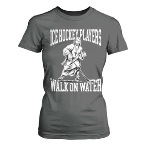 Jesus Ice Hockey Players Walk On Water T Shirt For Women Funny Christian Gift TS12 Dark Heather Print Your Wear
