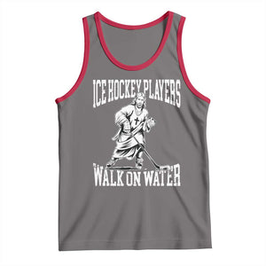 Jesus Ice Hockey Players Walk On Water Tank Top Funny Christian Gift TS12 Deep Heather Red Print Your Wear