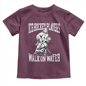 Jesus Ice Hockey Players Walk On Water Toddler T Shirt Funny Christian Gift TS12 Maroon Print Your Wear