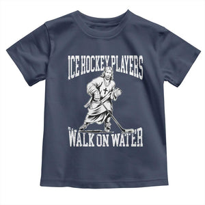 Jesus Ice Hockey Players Walk On Water Toddler T Shirt Funny Christian Gift TS12 Navy Print Your Wear