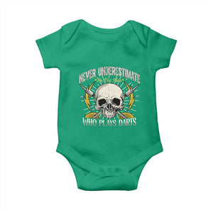 Never Underestimate An Old Who Plays Darts Baby Onesie Funny Darts Fan TS12 Irish Green Print Your Wear