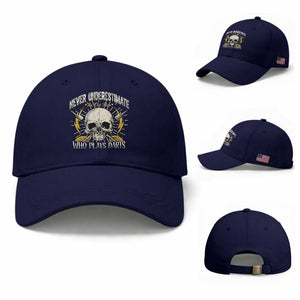 Never Underestimate An Old Who Plays Darts Baseball Cap Funny Darts Fan TS12 Baseball Cap Universal Fit Dark Blue Print Your Wear
