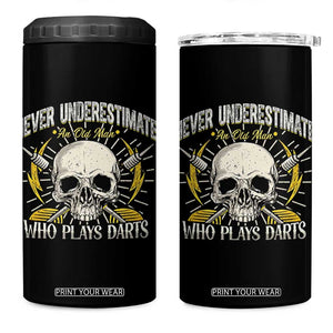 Never Underestimate An Old Who Plays Darts 4 in 1 Can Cooler Tumbler Funny Darts Fan TS12 One Size: 16 oz Black Print Your Wear