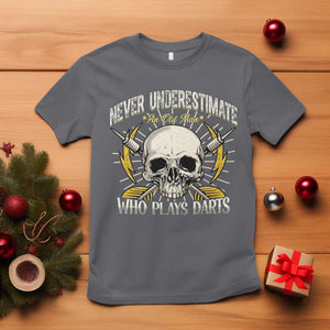 Never Underestimate An Old Who Plays Darts T Shirt Funny Darts Fan TS12 Charcoal Print Your Wear